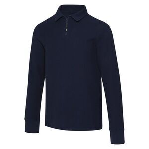 Zeus Unisex Adult Quarter Zip Long-Sleeved Polo Shirt / Navy
